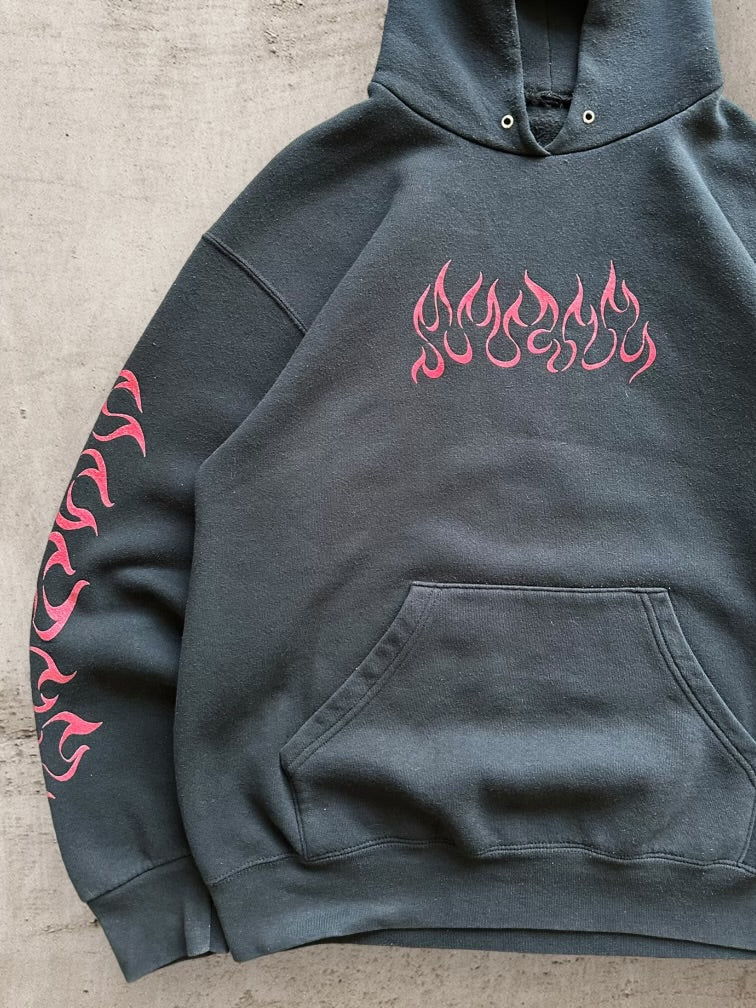 00s Freedom Cycle Flames Graphic Hoodie - Large
