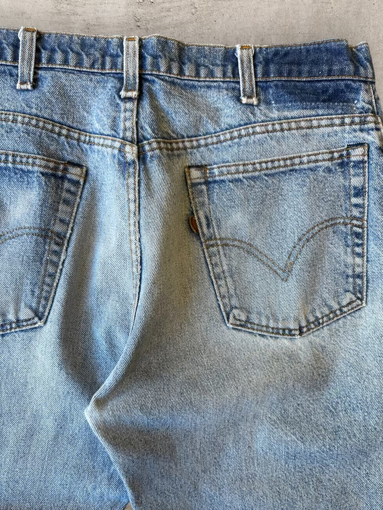 90s Levi’s Leather Tab Light Wash Distressed Denim Jeans - 34x28