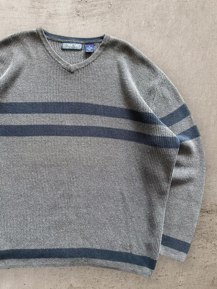 00s Structure Striped Knit Sweater - Large