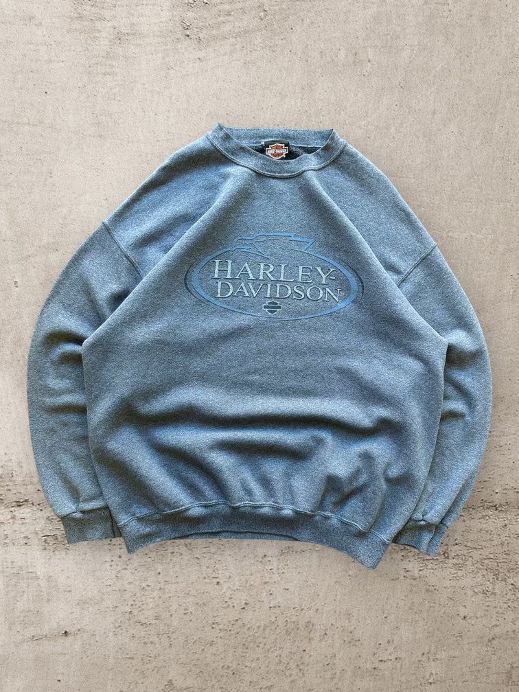 90s Harley Davidson Light Blue Crewneck - XL