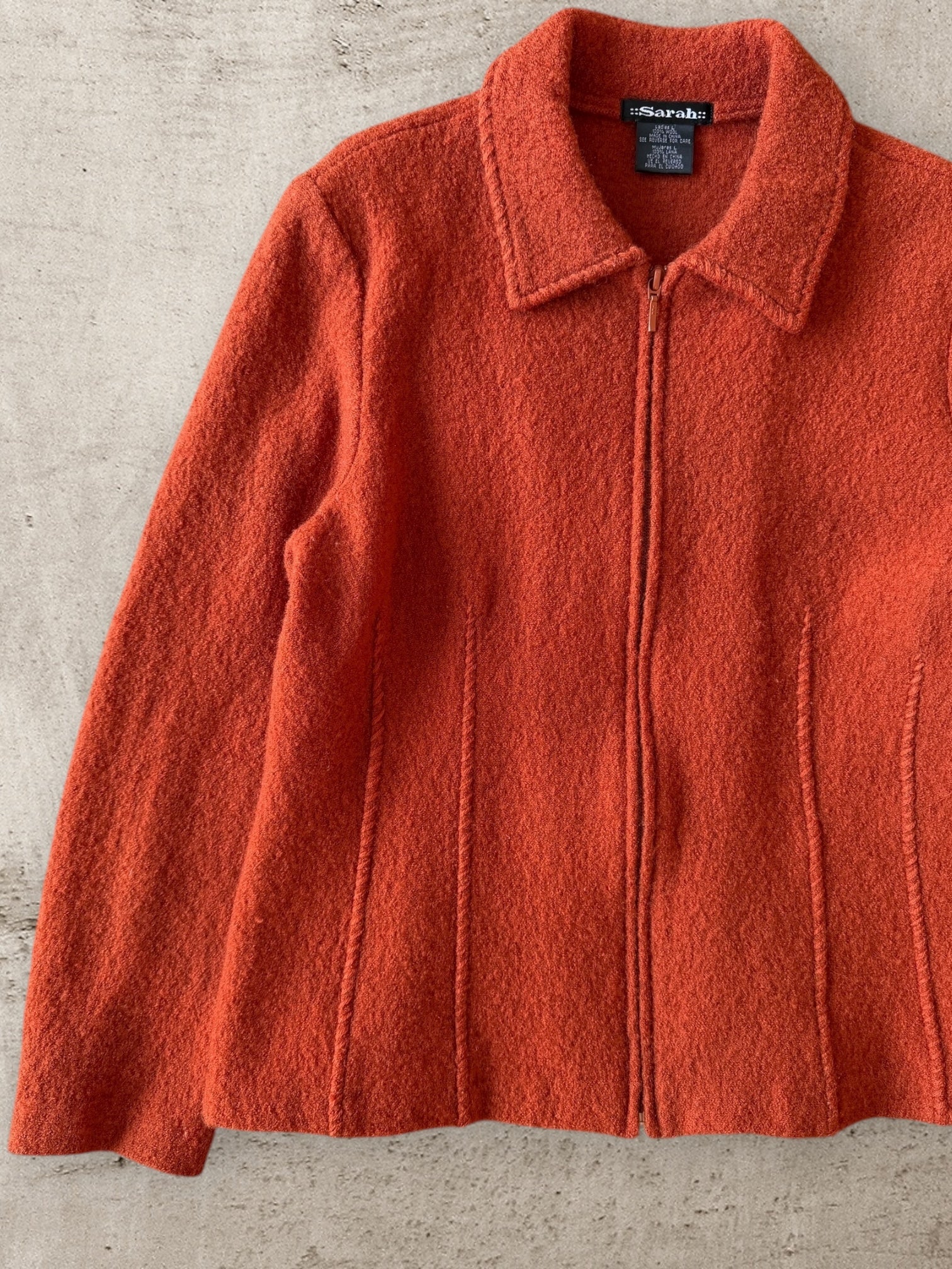 00s Sarah Wool Zip Up Sweater - Large