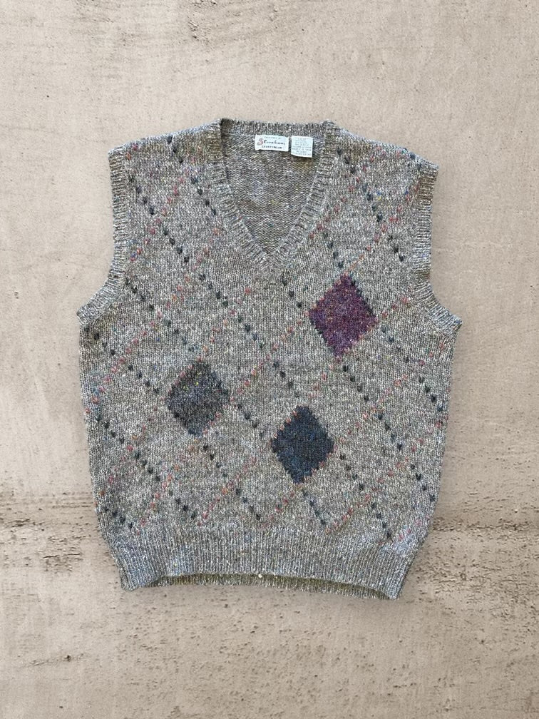 80s Stoneham Argyle Knit Sweater Vest - XL