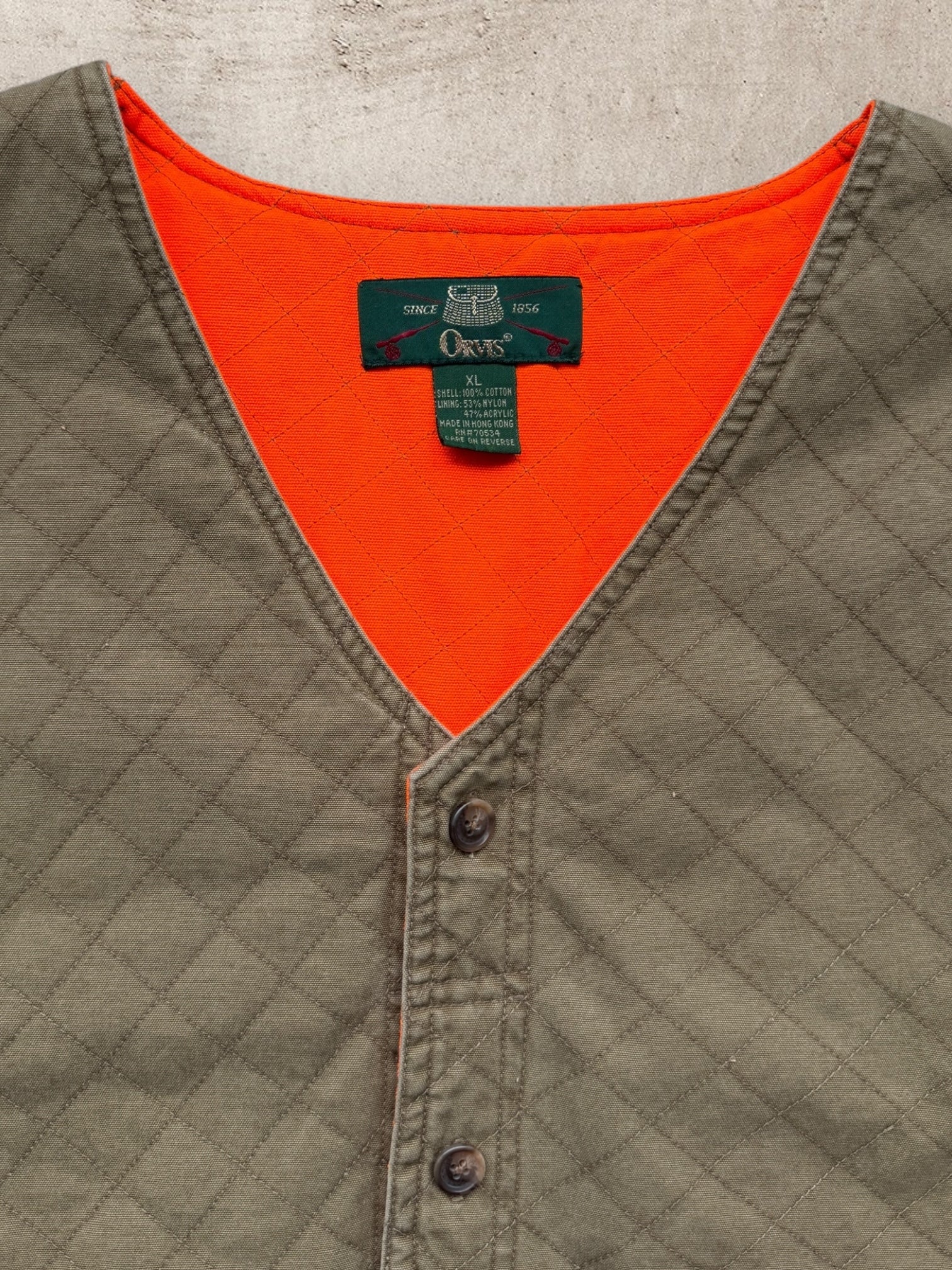 90s Orvis Cropped Quilted Button Up Vest - XL
