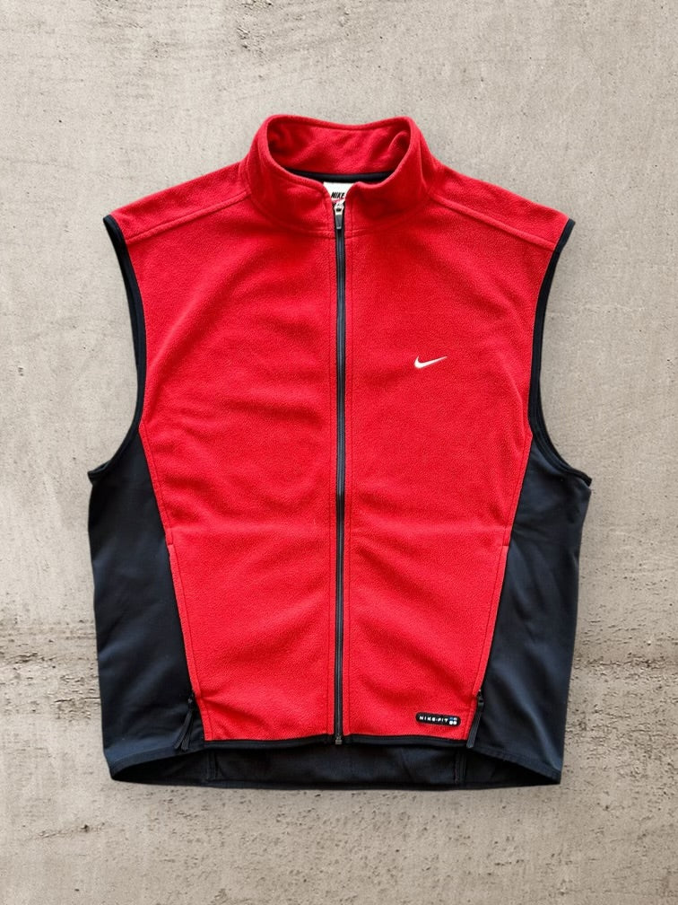 90s Nike Color Block Zip Up Fleece Vest - XL