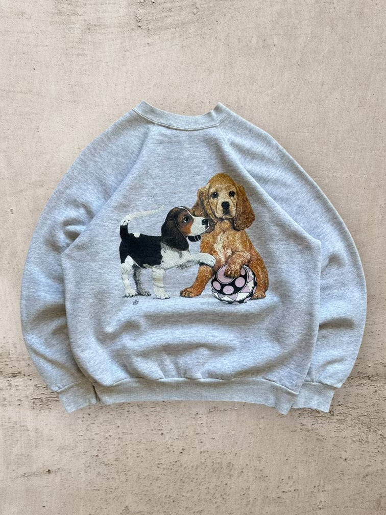 90s Playful Puppies Graphic Crewneck - Large