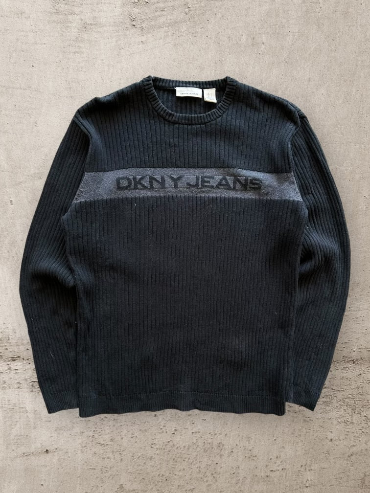 00s DKNY Script Knit Sweater - Large