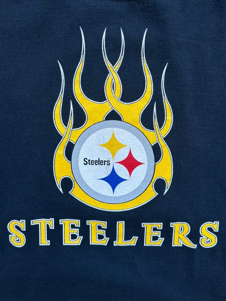 00s Steelers Flame Graphic Long Sleeve T-Shirt - XL