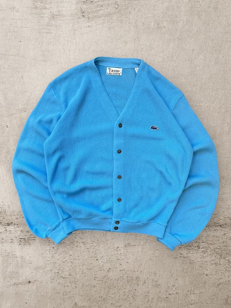 80s Izod & Lacoste Baby Blue Knit Cardigan - Large