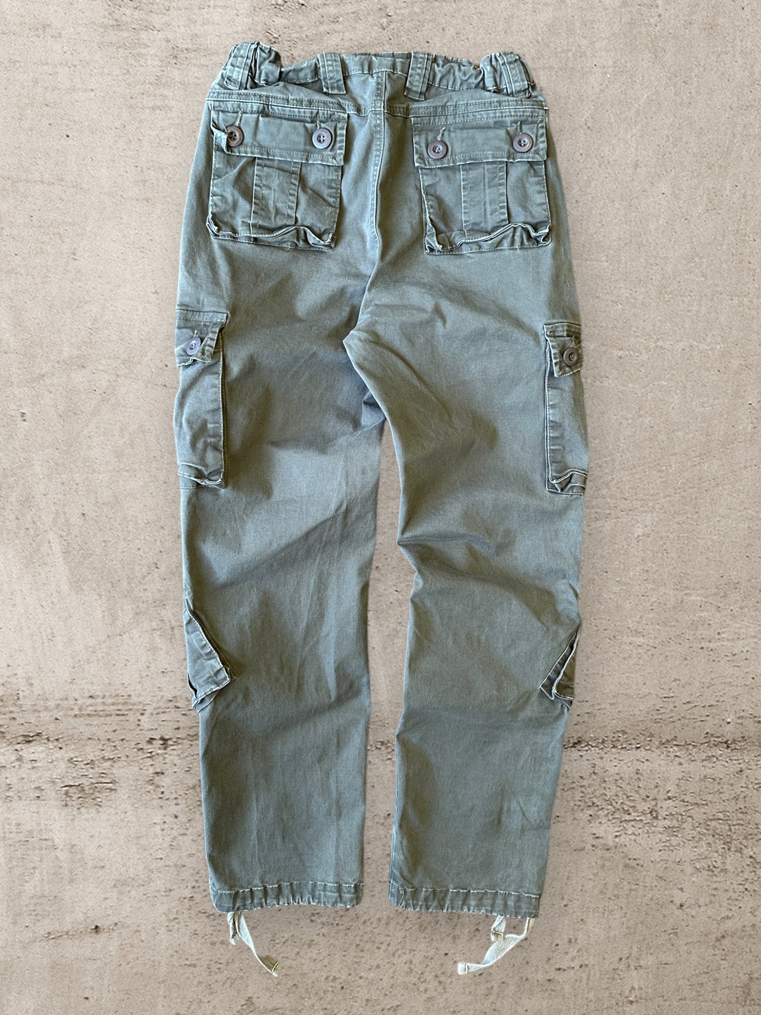 00s Olive Green Multi-Pocket Cargo Pants - 28x28