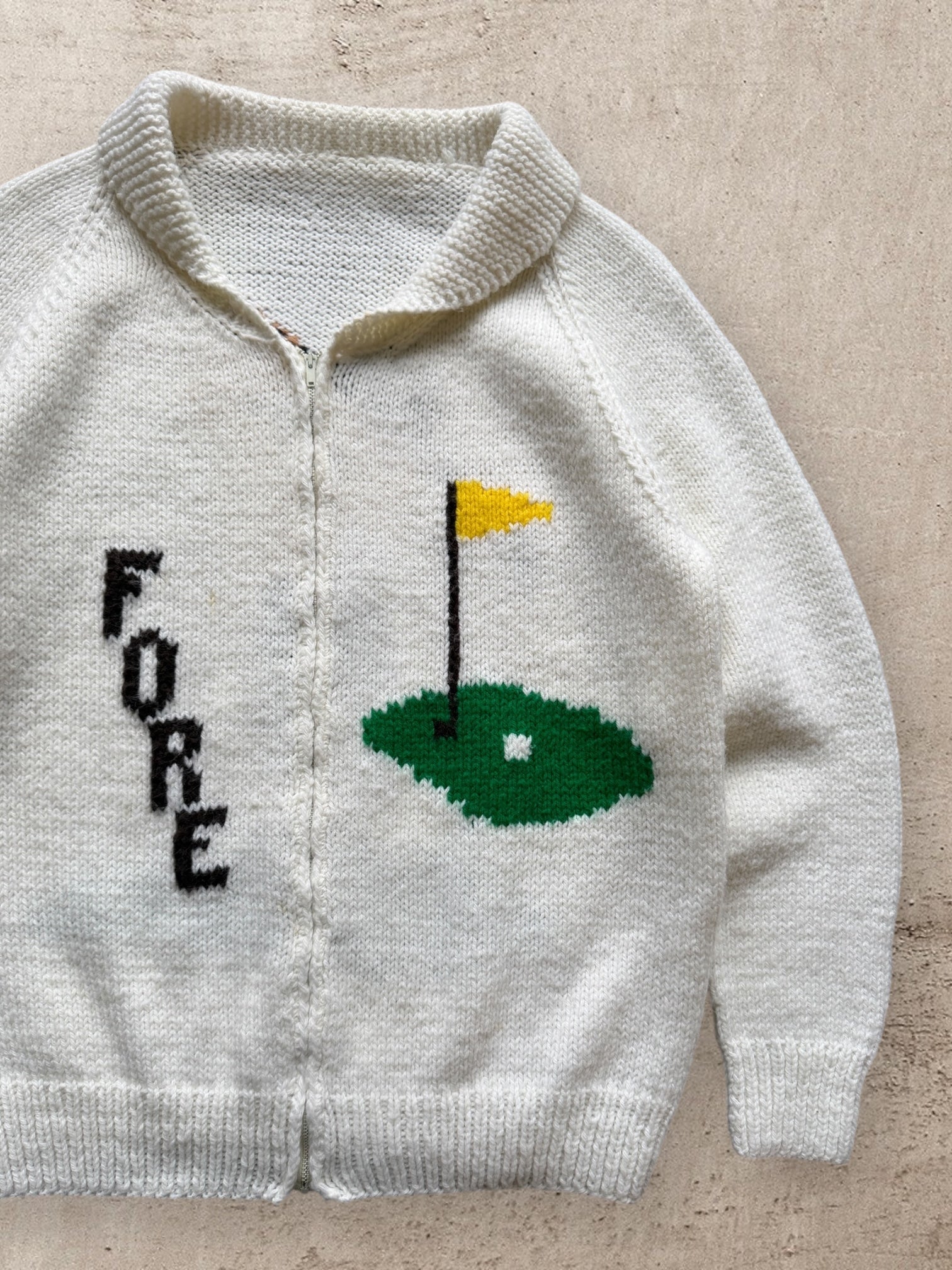 60s/70s Golf Zip Up Knit Sweater - Large