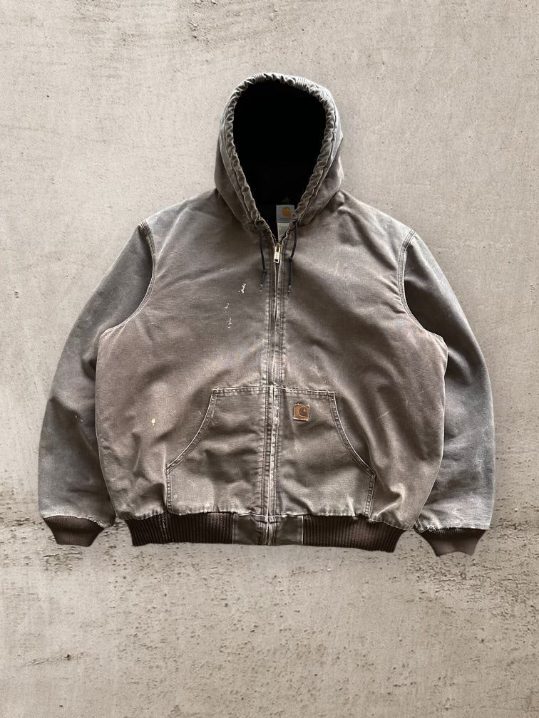 90s Carhartt Faded Hooded Jacket - XXL