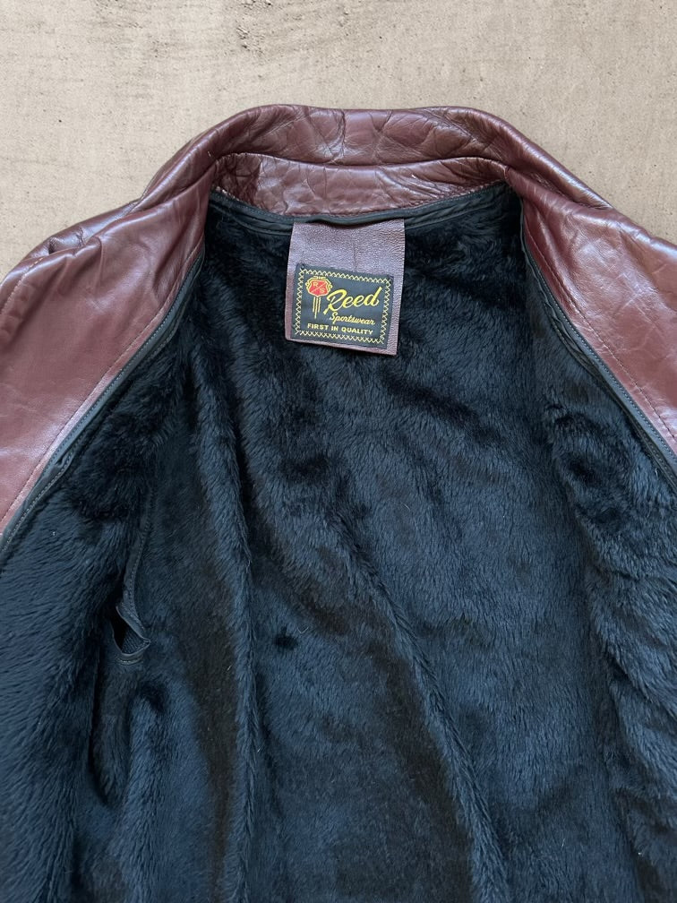 80s Reed Sportswear Fur Lined Leather Jacket - Large