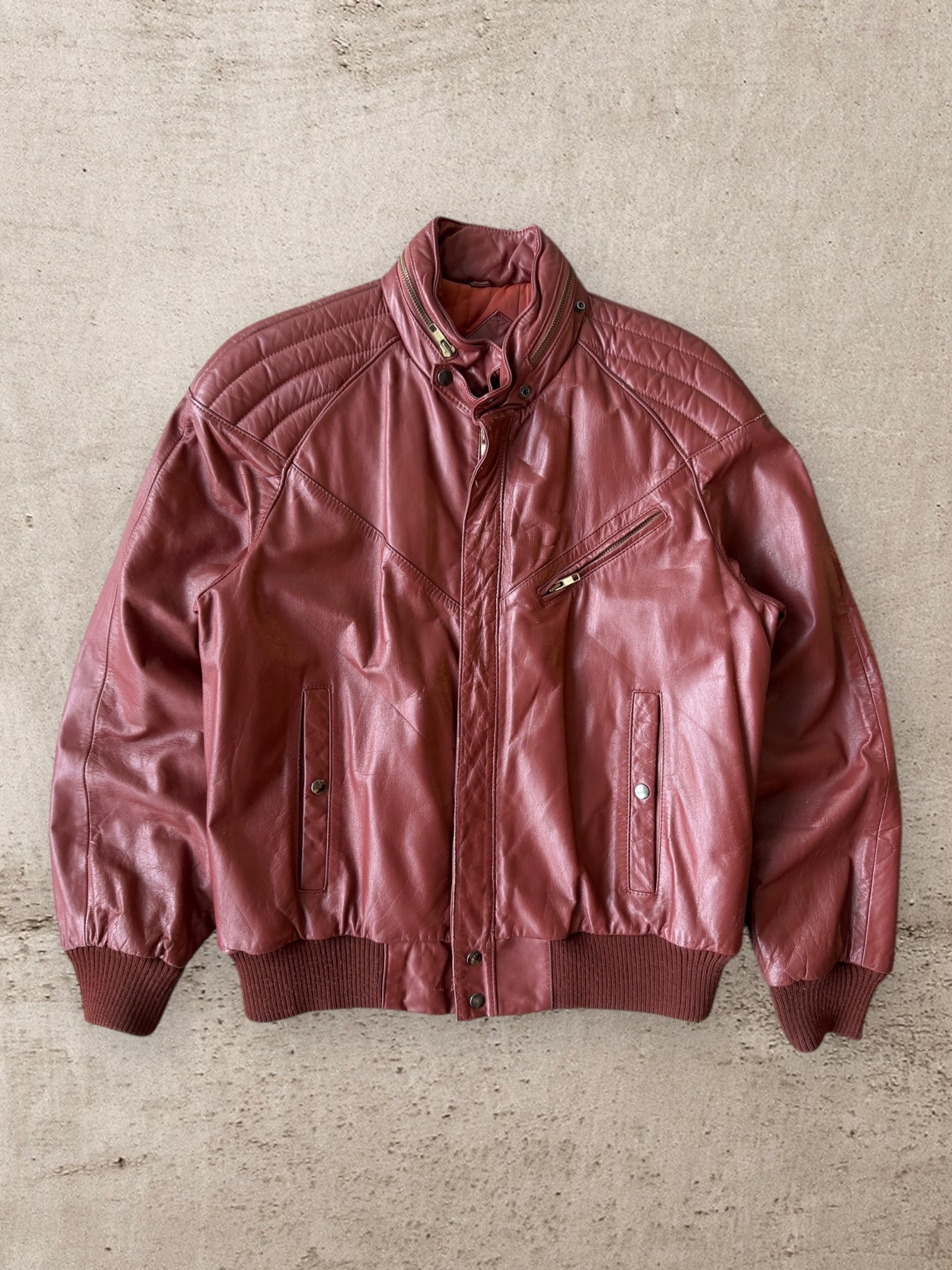 80s Aberdeen Red Leather Jacket - Medium