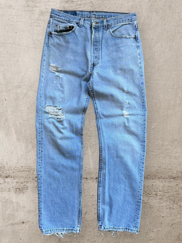 90s Levi’s 501 Distressed & Repaired Denim Jeans - 32x30