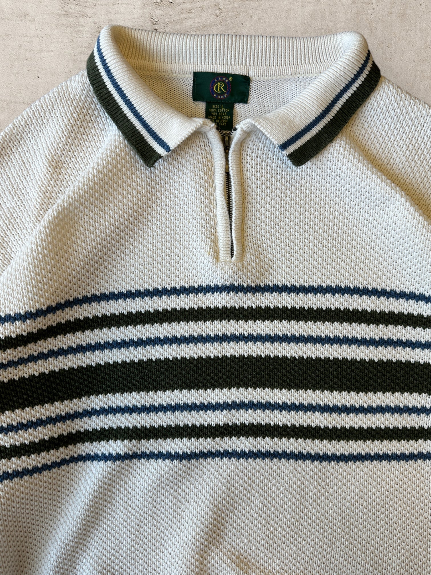 00s Clubroom Striped 1/4 Zip Knit Sweater - Large