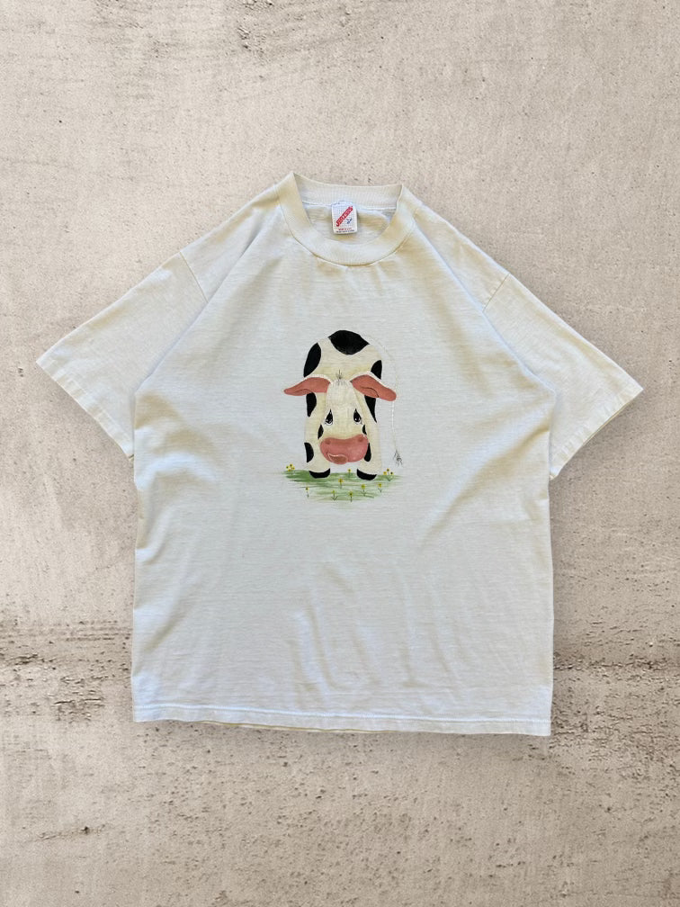 90s Sad Cow Graphic T-Shirt - Medium