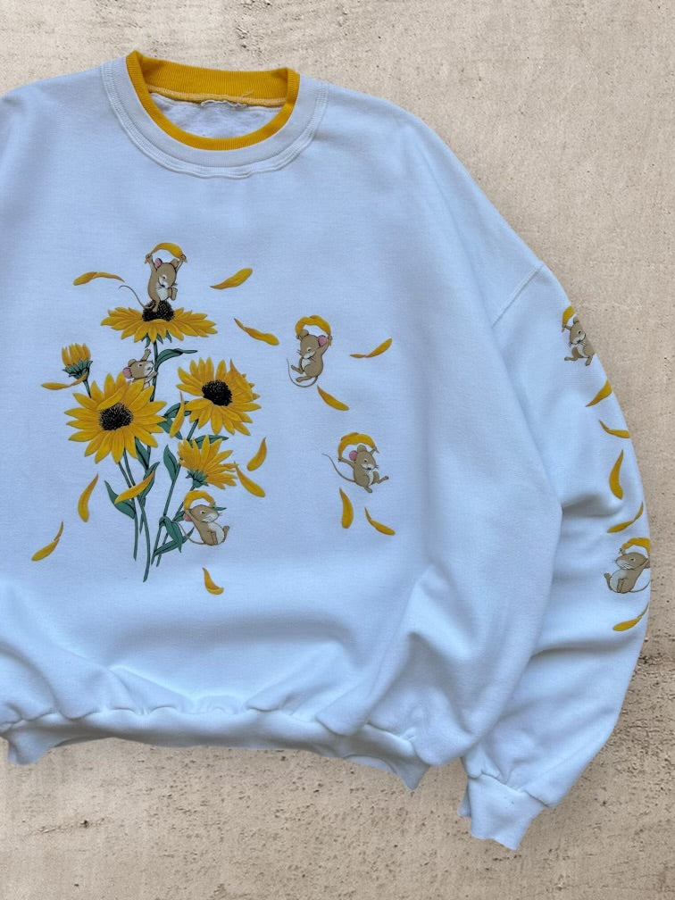 90s Sunflower Mice Graphic Crewneck - XL