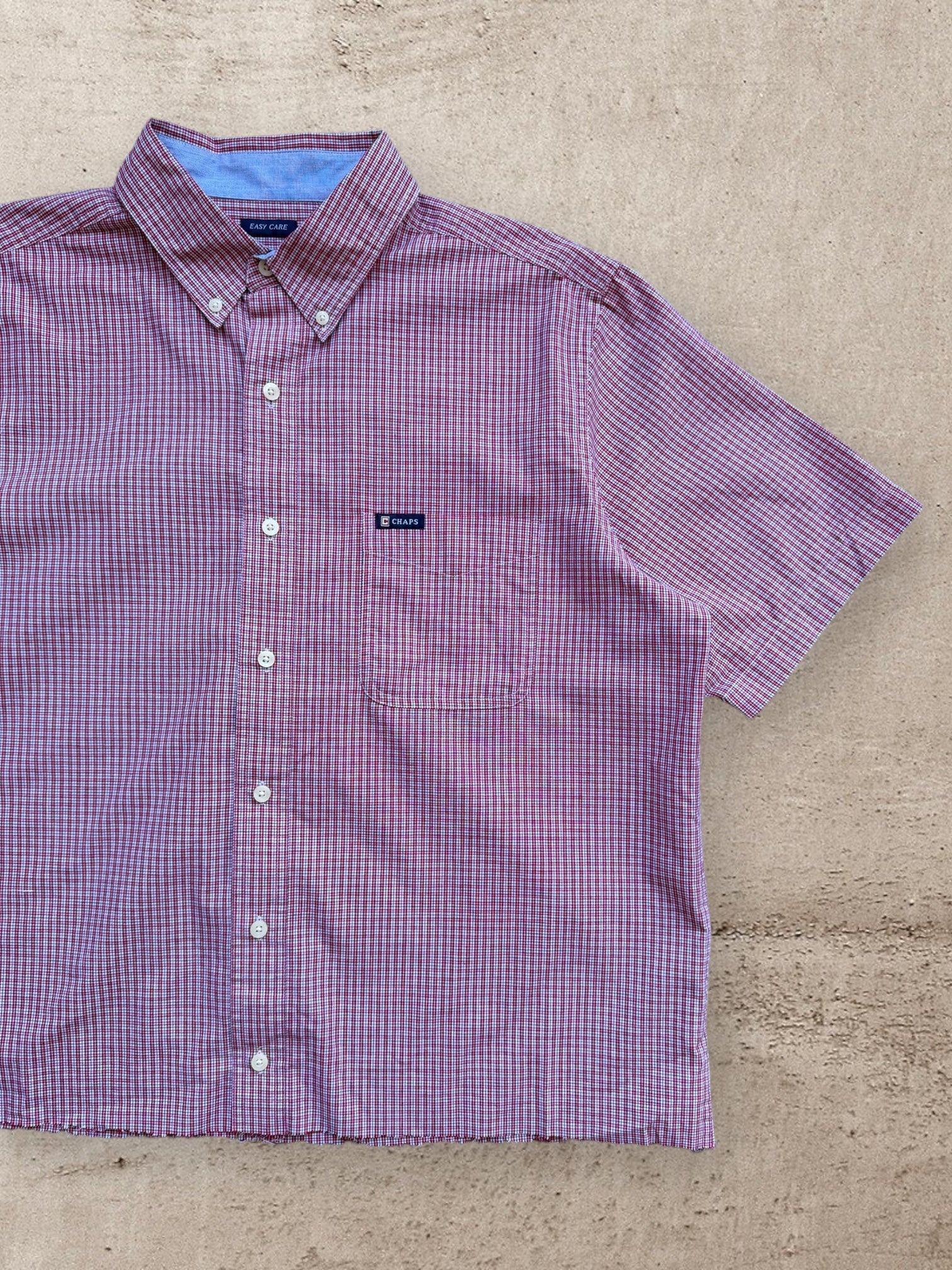 00s Chaps Cropped Plaid Button Up Shirt - XL
