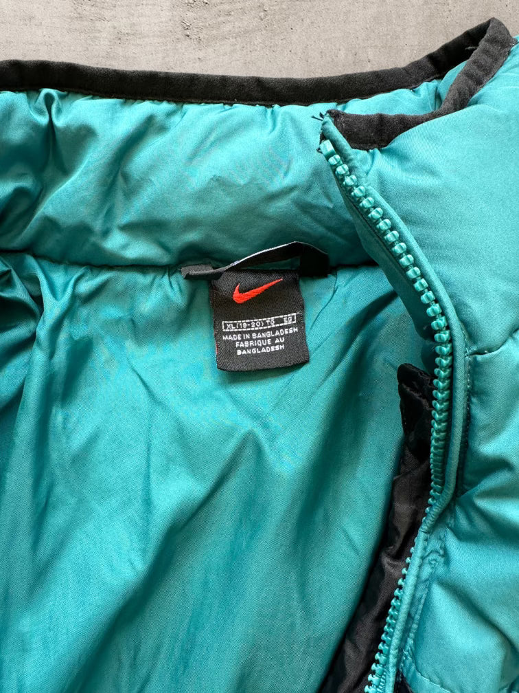 00s Nike Teal & Black Puffer Jacket - Youth XL