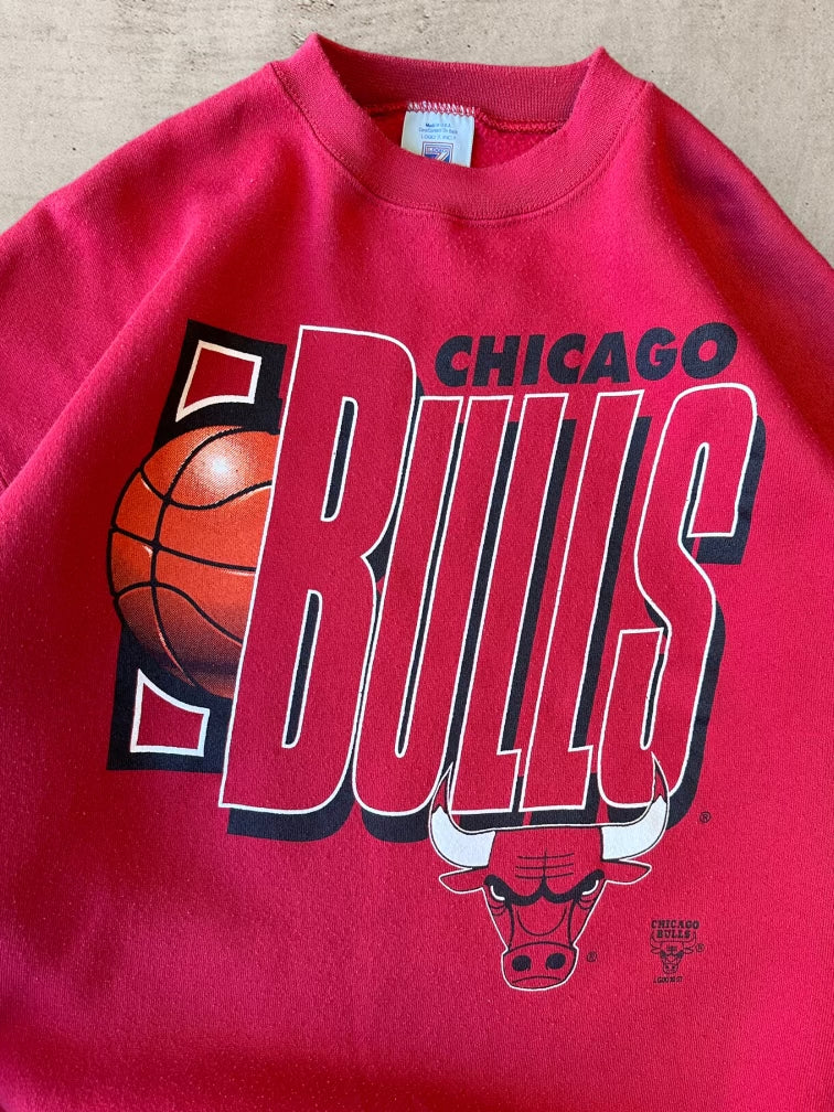 90s Logo 7 Chicago Bulls Red Crewneck - XL