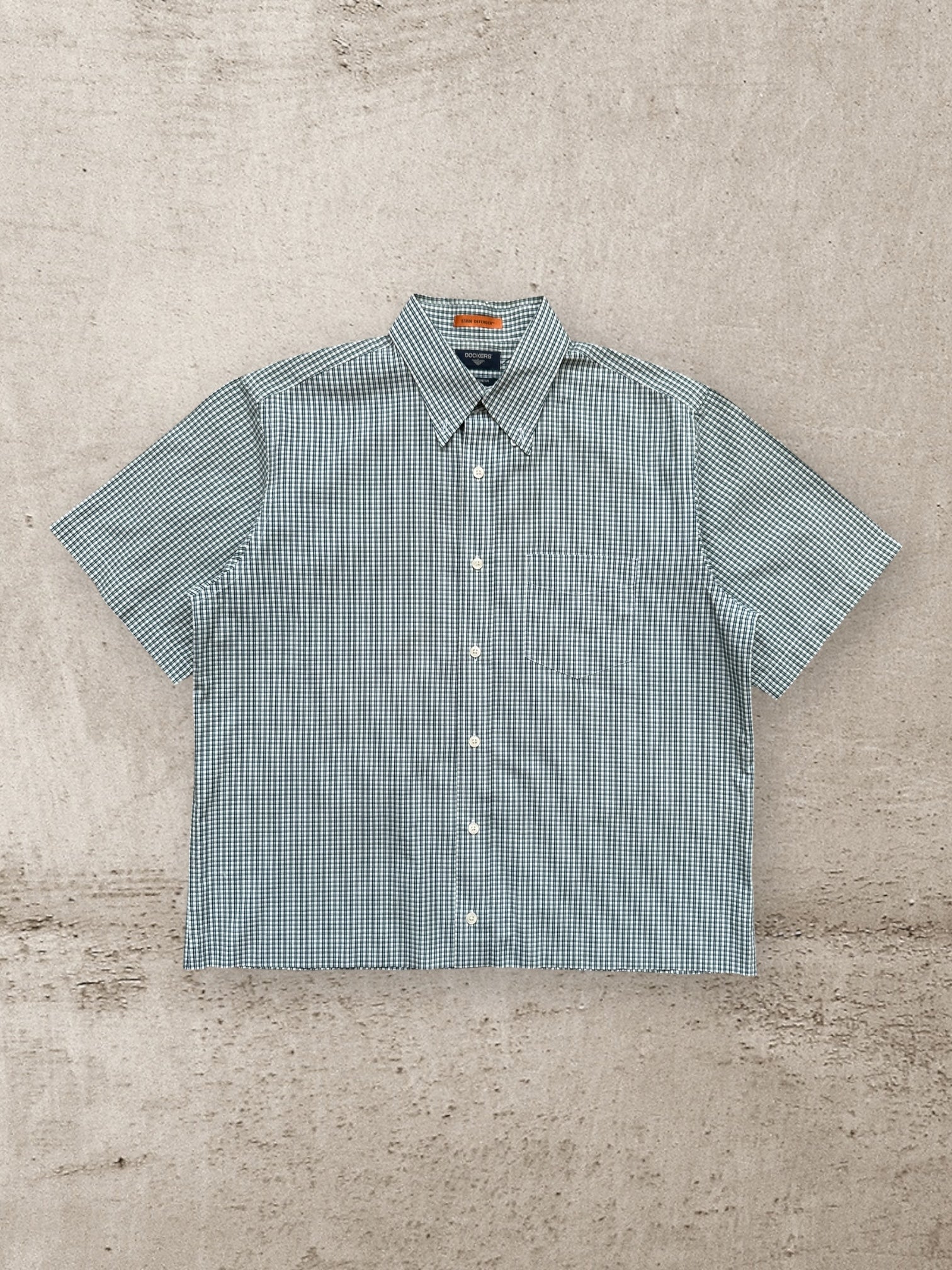 00s Dockers Plaid Cropped Button Up Shirt - Large