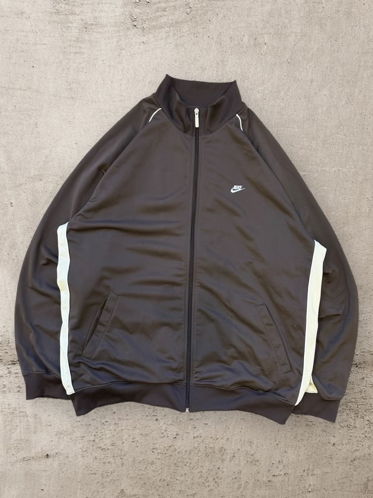 00s Nike Brown Striped Full Zip Track Jacket - XXL