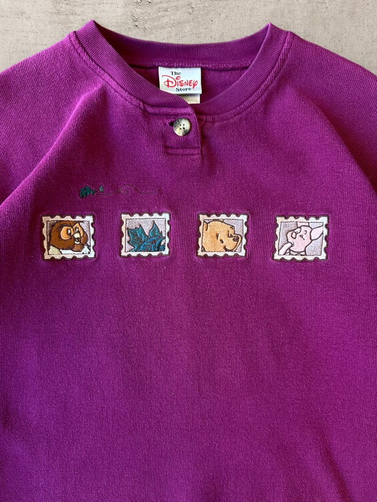 90s Disney Post Card Stamp Characters Button Up Crewneck - Large