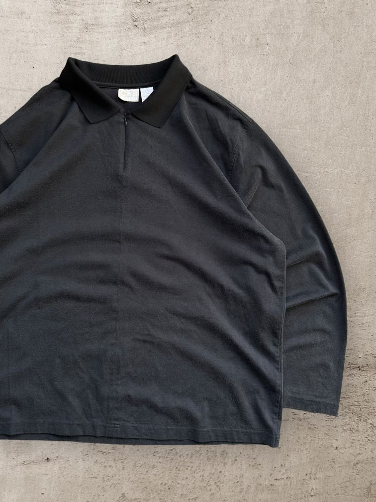 00s CRB Black Zip Polo Shirt - XXL