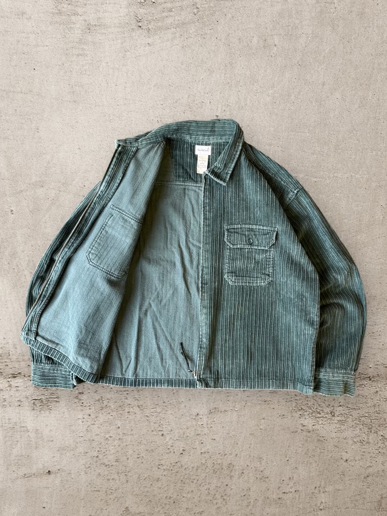 00s Northcrest Forest Green Corduroy Zip Up - Large