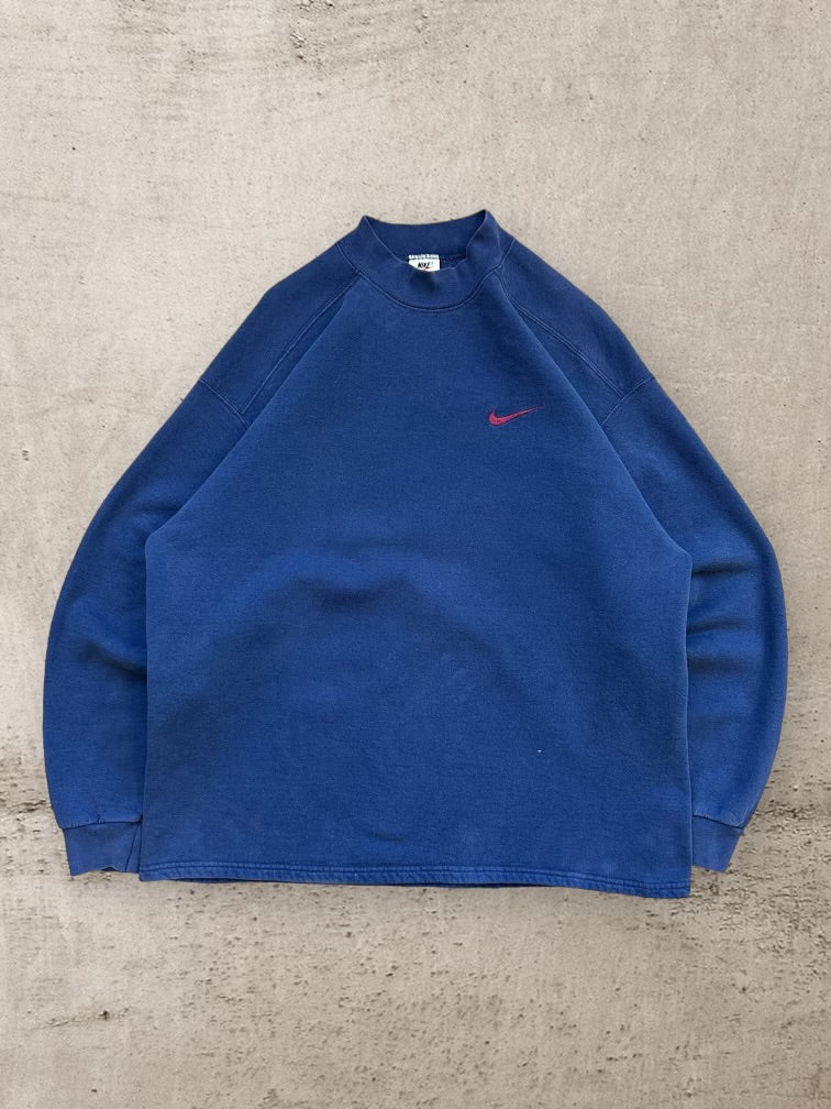 90s Nike Navy Mini Swoosh Crewneck - Large