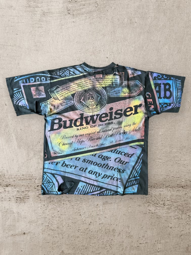 90s Distressed Budweiser Colorful AOP T-Shirt - XL