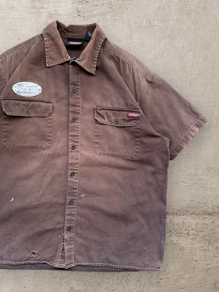 00s Dickies Faded Brown Button Up Shirt - XL