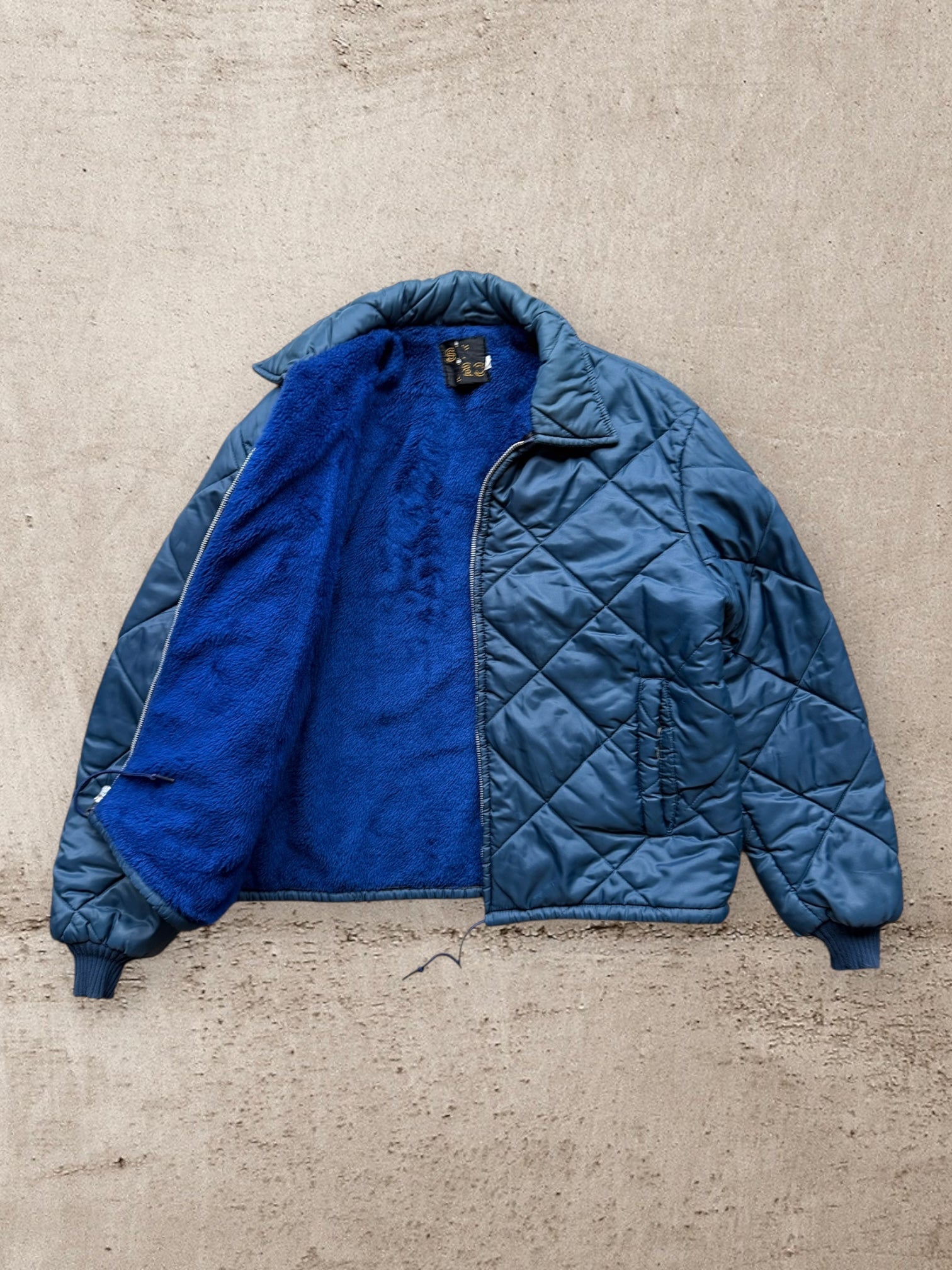 70s Fur Lined Quilted Jacket - Large