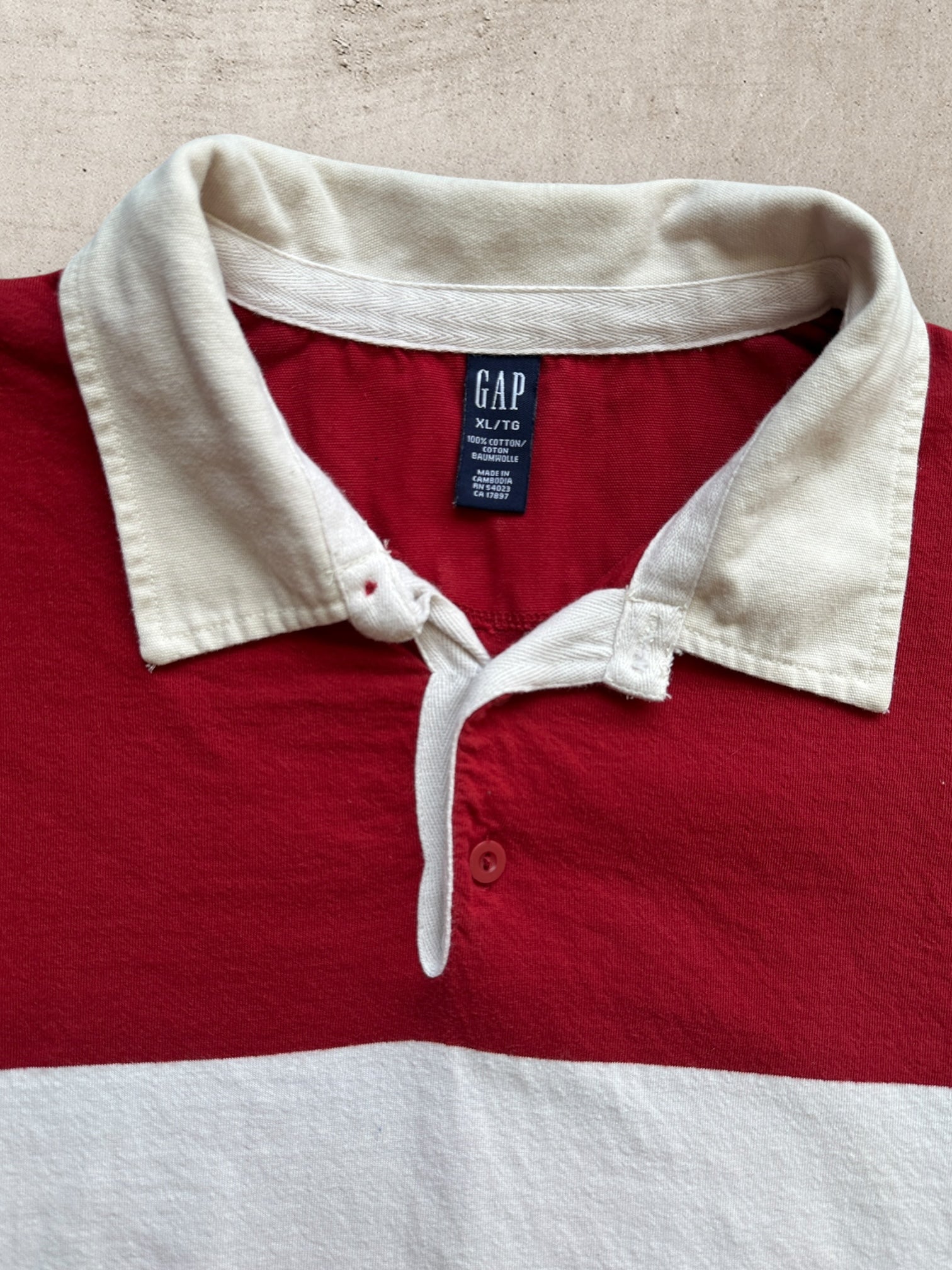 00s Gap Striped Polo Shirt - XL