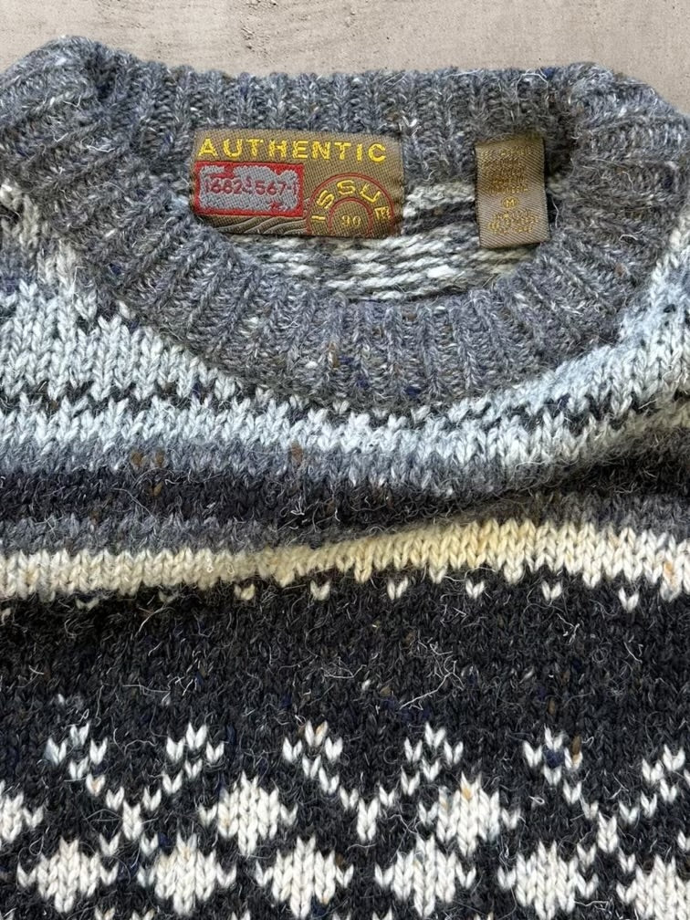 90s Authentic Issue Multicolor Striped Wool Sweater - Medium