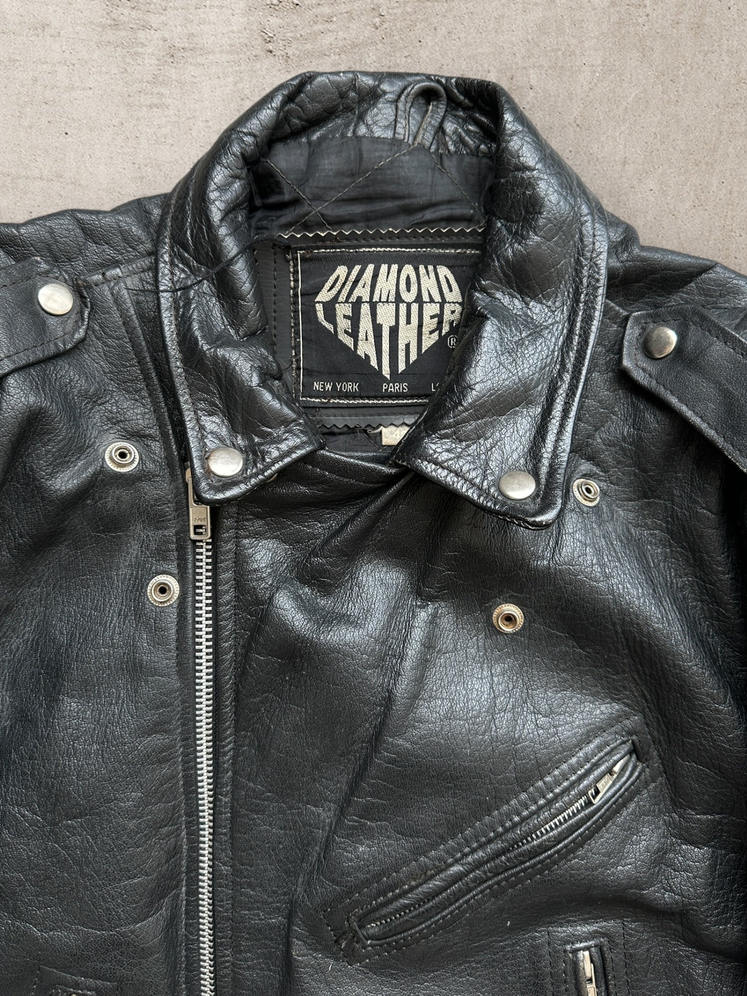 80s/90s Diamond Biker Leather Jacket - Small – The Juncture