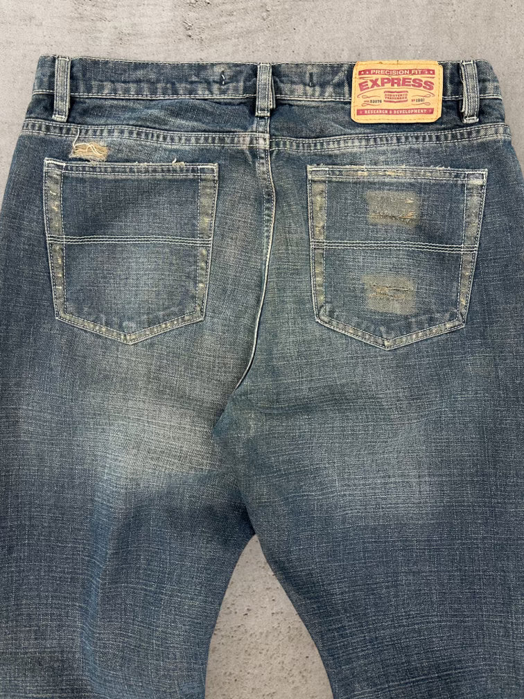 00s Express Faded Dark Wash Denim Jeans - 34x36