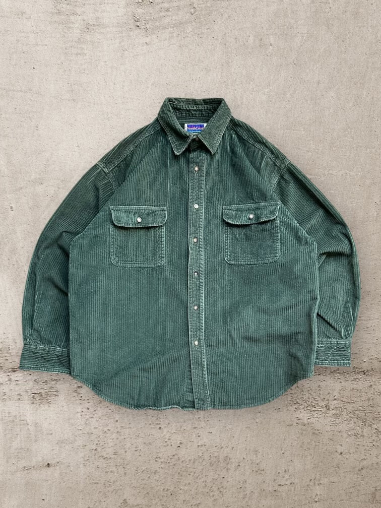 90s North Crest Corduroy Button Up Shirt - XL