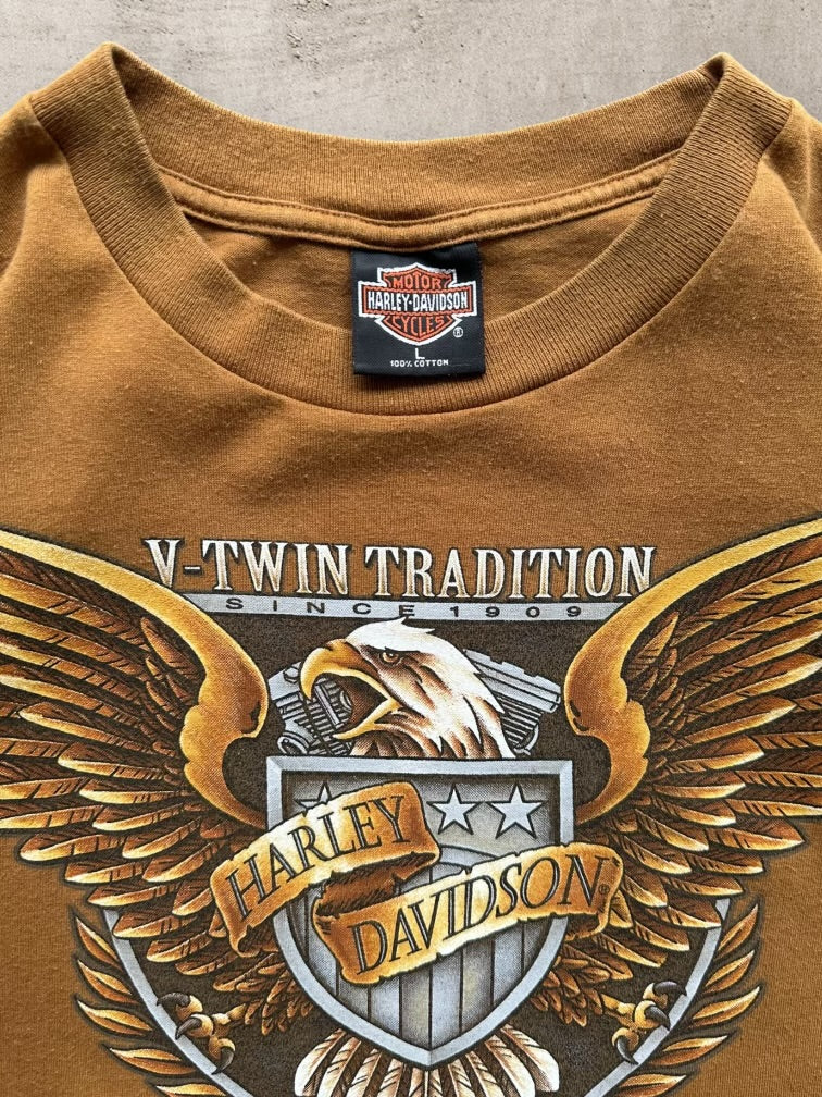 90s Harley Davidson V-Twin Color Block Graphic T-Shirt - Large