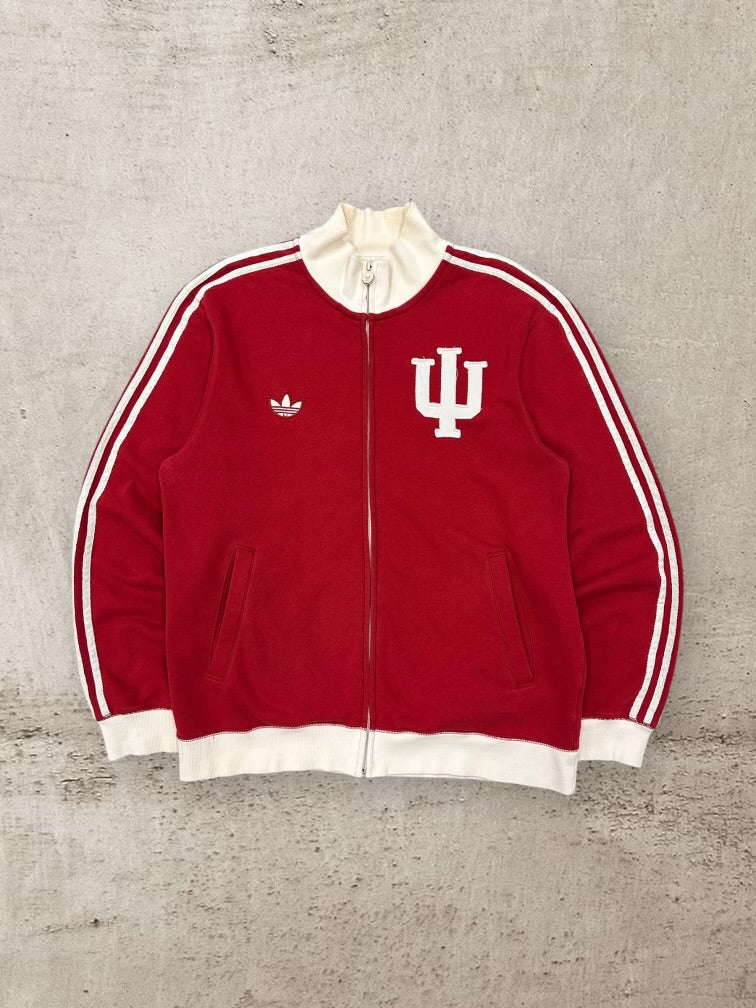 00s Adidas University of Indiana Striped Zip Up Sweatshirt - Large