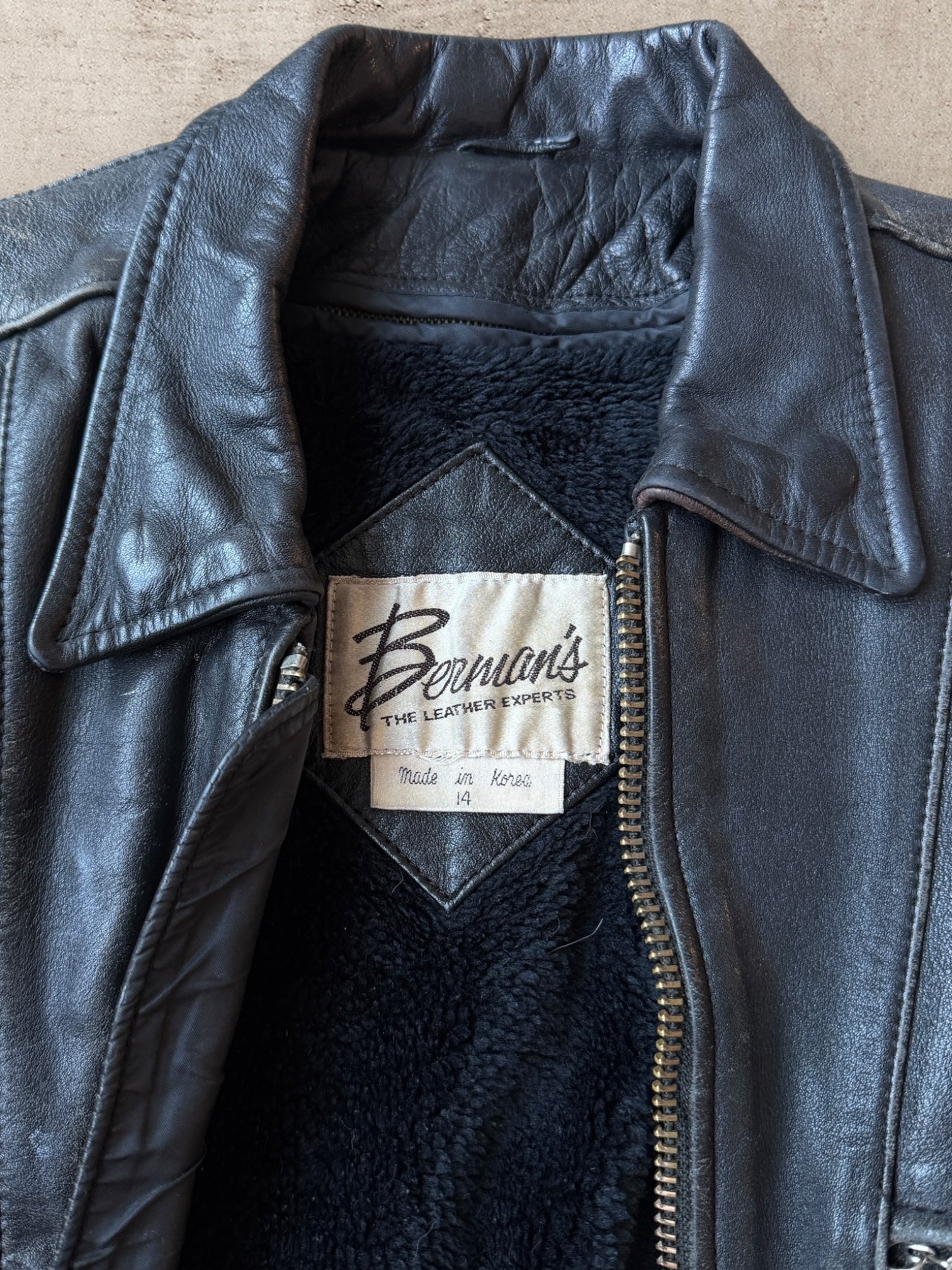 70s/80s Berman’s Zip Up Multi-Pocket Moto Leather Jacket - Small