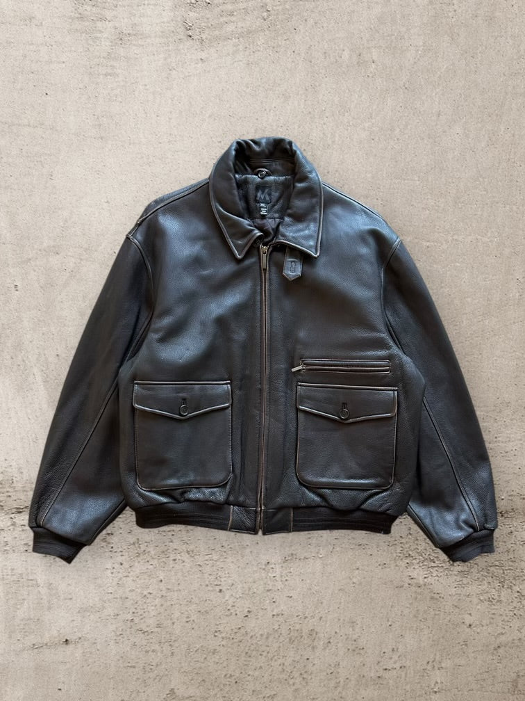 00s Bomber Leather Jacket - XL