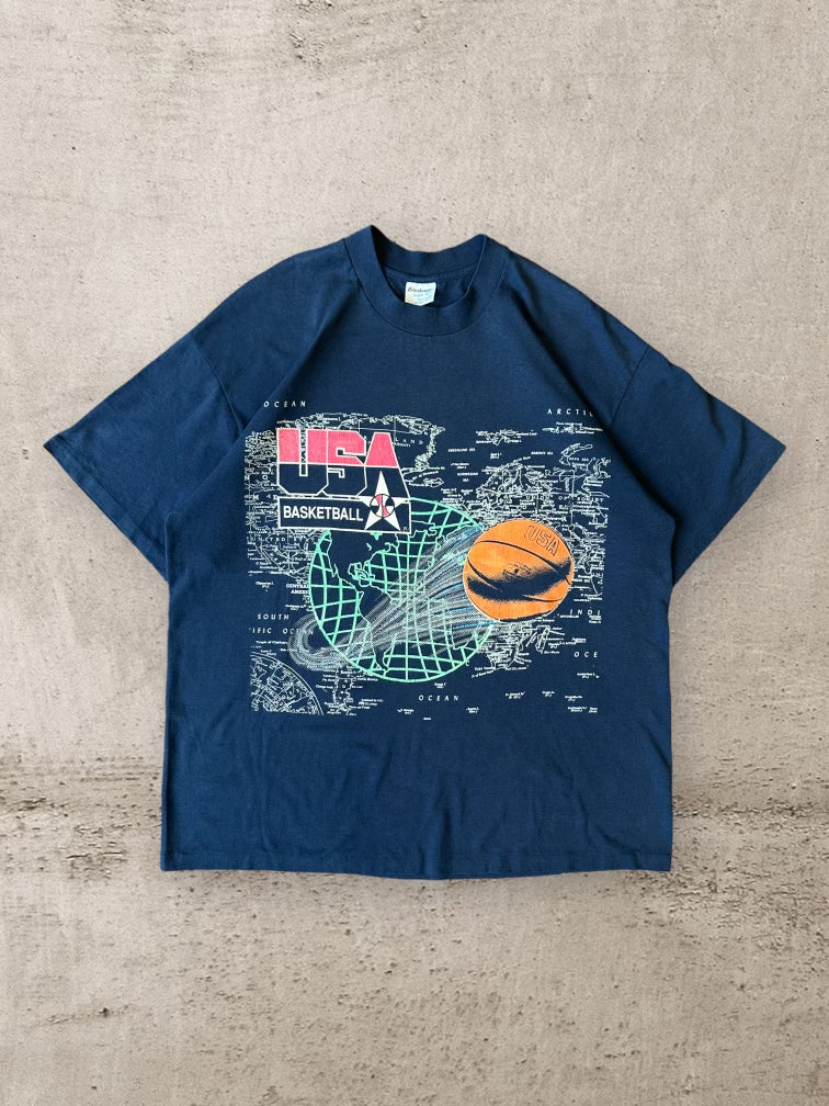80s USA Olympic Basketball T-Shirt - Large