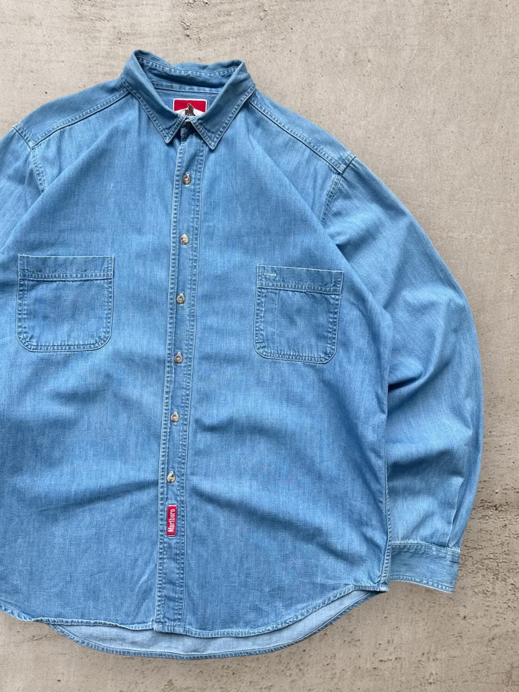 90s Marlboro Denim Button Up Shirt - Large
