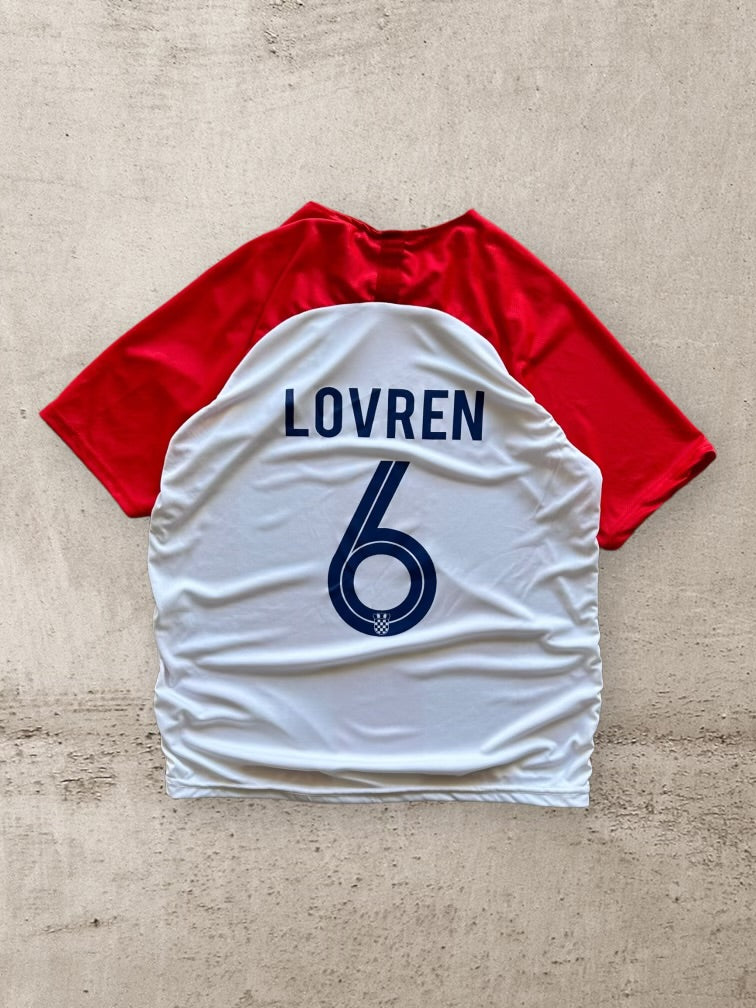 00s Croatia Lovren Checkered Soccer Jersey - Large