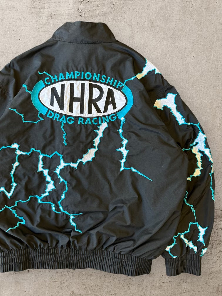 90s NHRA Lighting Button Up Windbreaker Jacket - XL