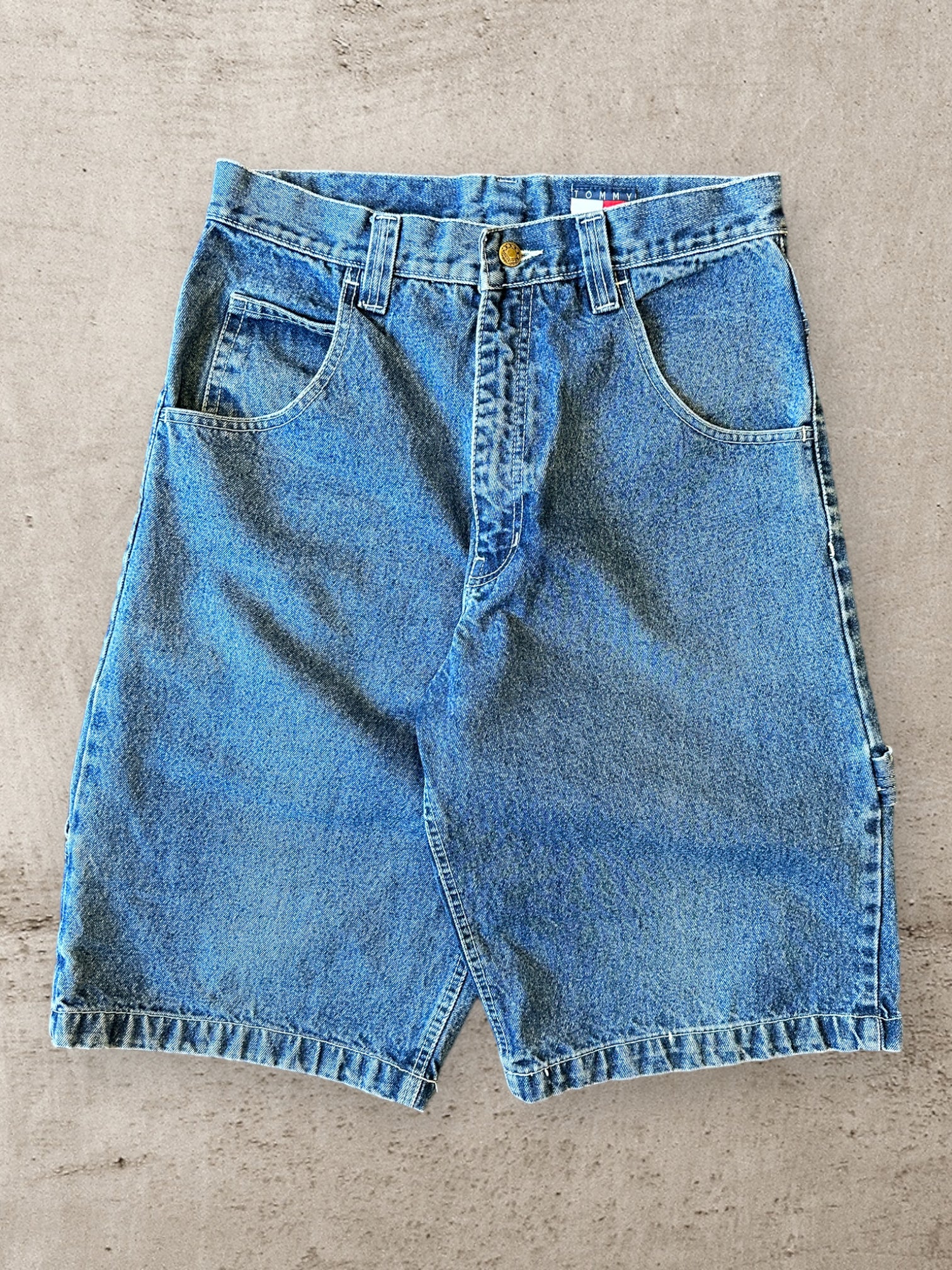 90s Tommy Hilfiger Medium Wash Denim Baggy Shorts - 32”