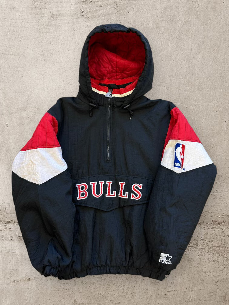 90s Starter Chicago Bulls 1/4 Zip Puffer Jacket - Small