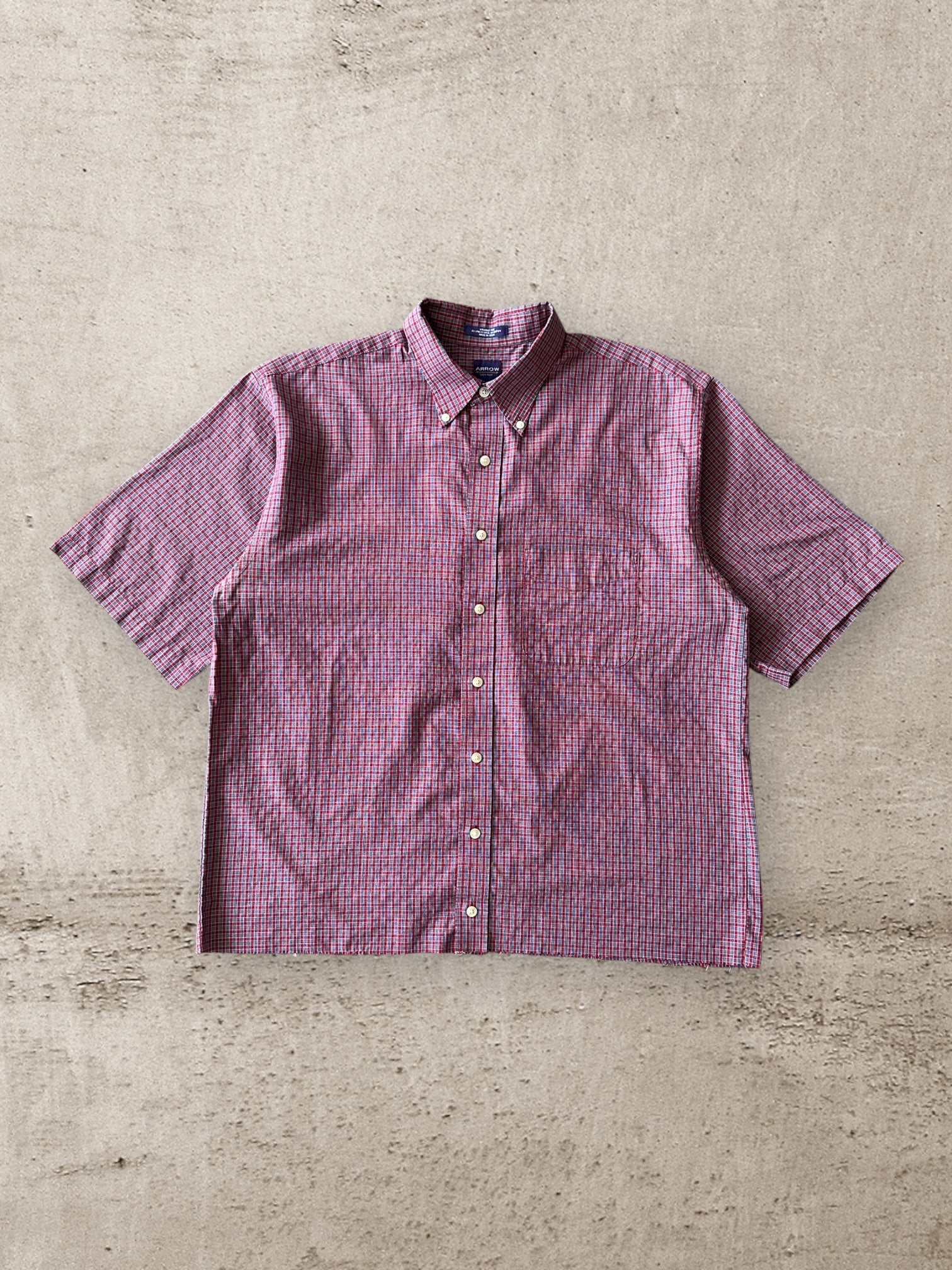 00’s Arrow Plaid Cropped Button Up Shirt - Large