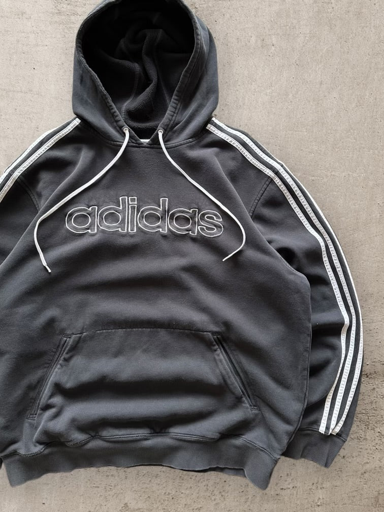 00s Adidas Striped Embroidered Hoodie - XL